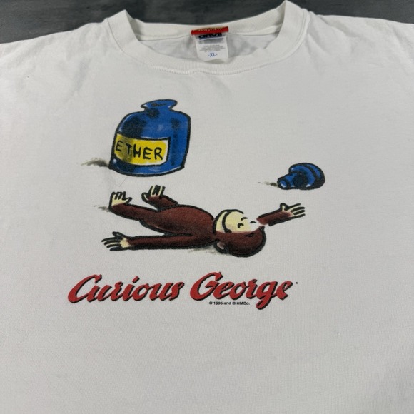 Other - Vintage Curious George Ether Cartoon Promo Shirt Men XL 1995 White Fear Loathing